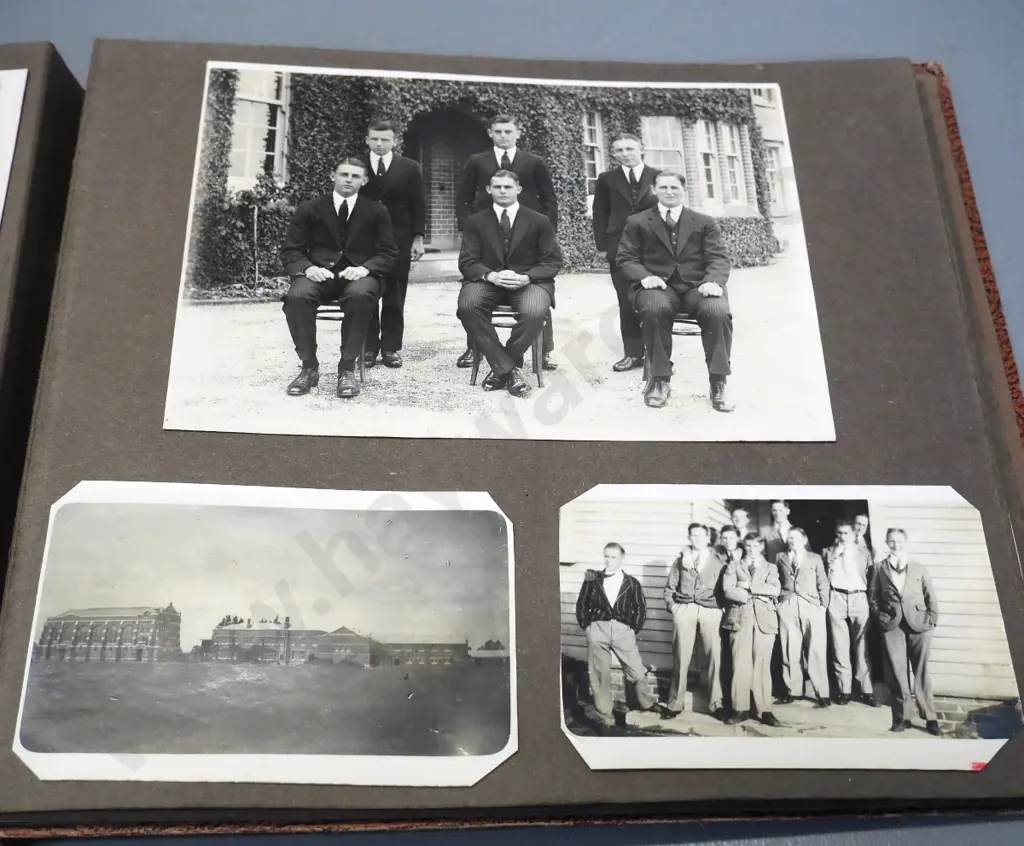 vintage photo album full of sports team and school photos - including 1926 & 1928 King's College Auckland rugby team Image 1++