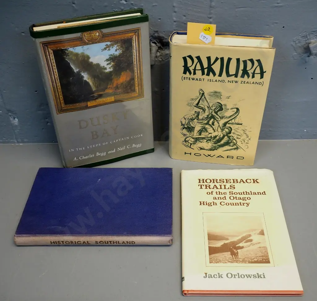 4 books - Basil Howard's Rakiura, Dusky Bay, Hall-Jones' Historical Southland, etc. Image 1++