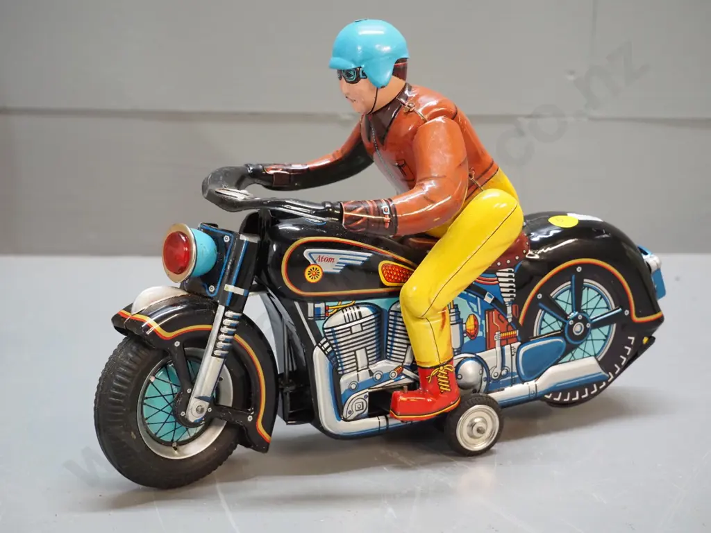 Japanese tin toy "Expert Motorcyclist" battery powered toy - with box tag and instructions - VG condition but untested Image 1++