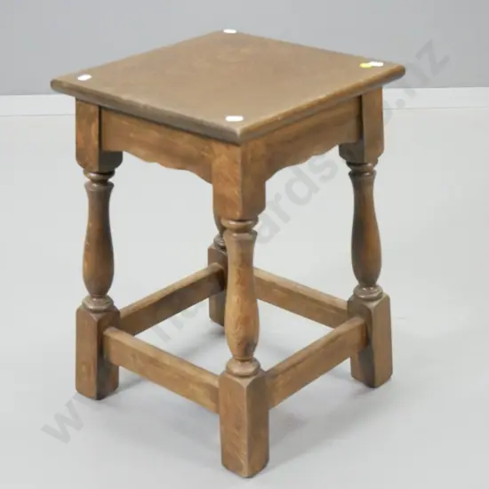 oak Tudor style stool or small occasional table H-450 W-320 D-320
