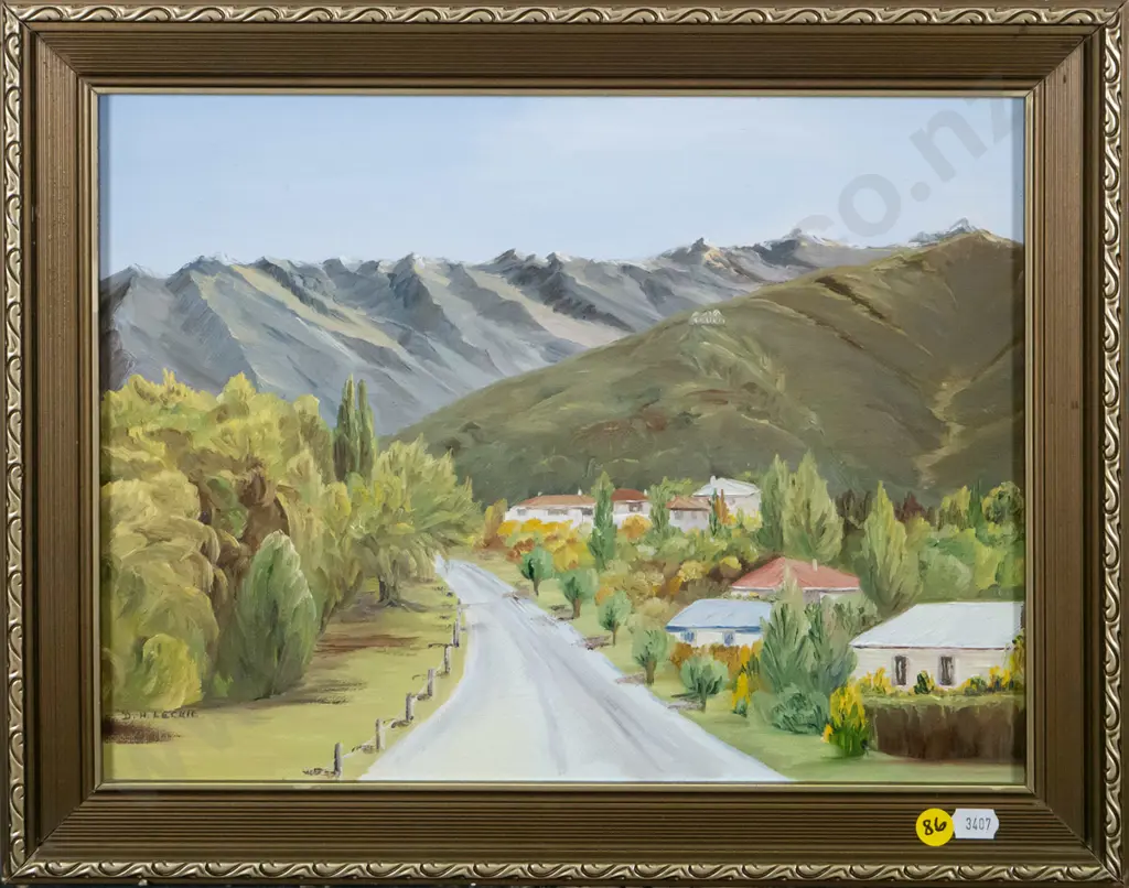 DH Leckie - framed oil "Queenstown for Lake Esplanade" H-260 W-340 Image 1++