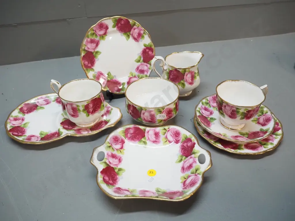 Royal Albert Old English Rose teaware items - tennis set, trio, cream & sugar, etc. Image 1++