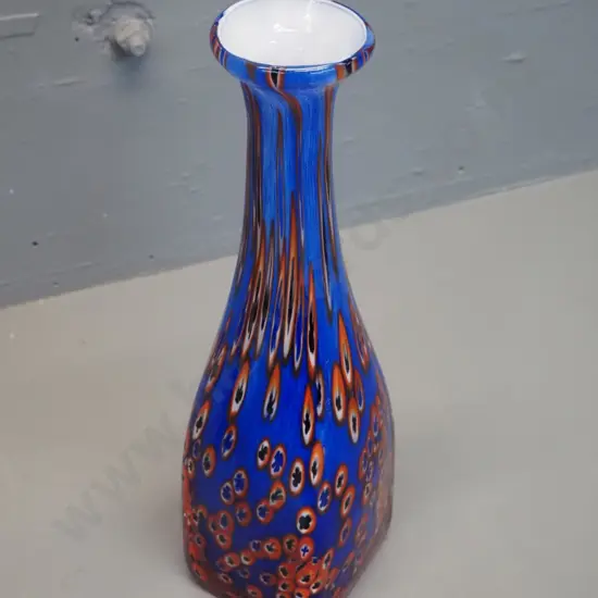 art glass streaked/mottled vase H-330