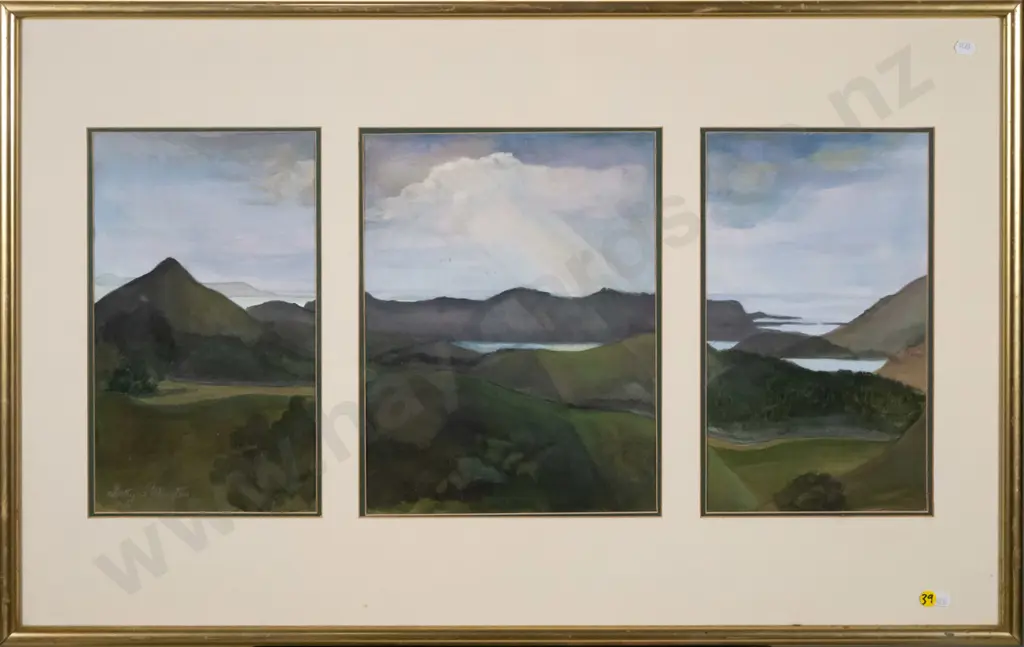 Betty Pilkington- framed triptych - Otago Peninsula H-340 W-720 Image 1++