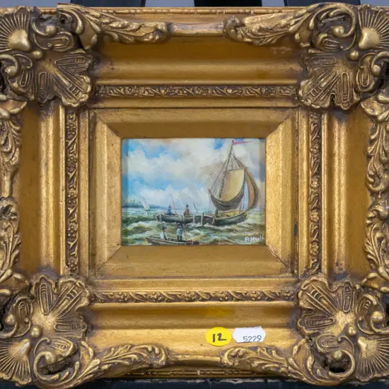 gilt framed print - sailing ship H-60 W-80