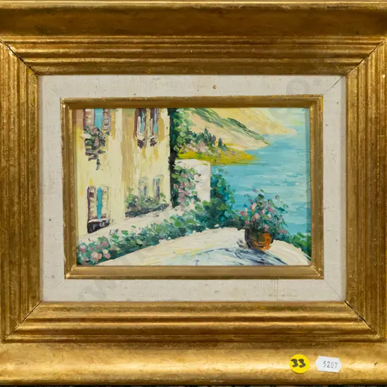 gilt framed oil -  sea view H-120 W-170