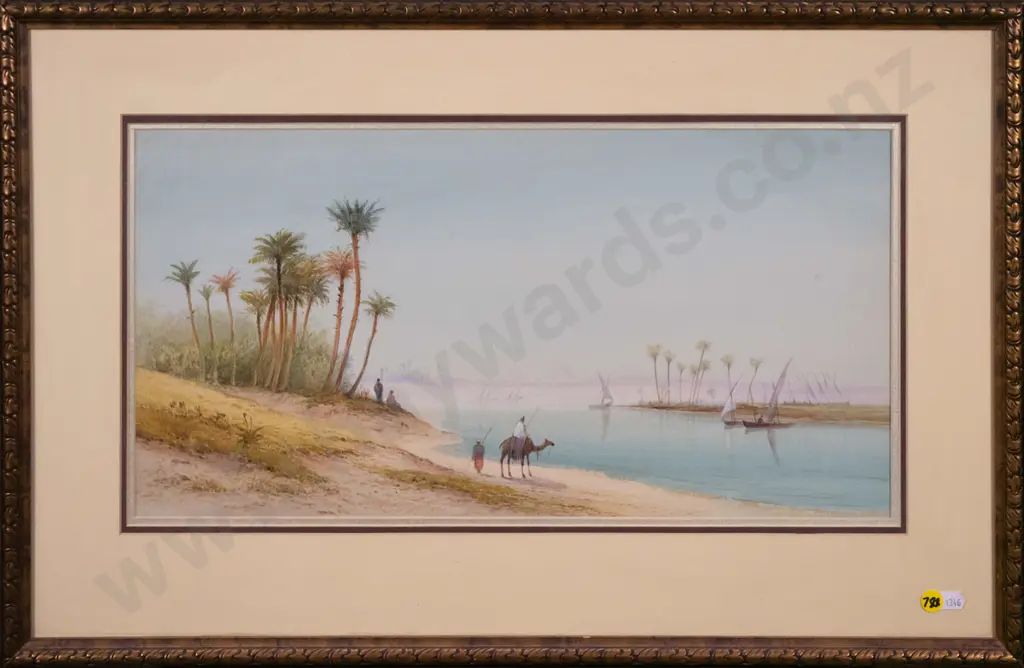 Frank Catano (early 1900s)  - framed watercolour - Egyptian scene H-250 W-480 Image 1++