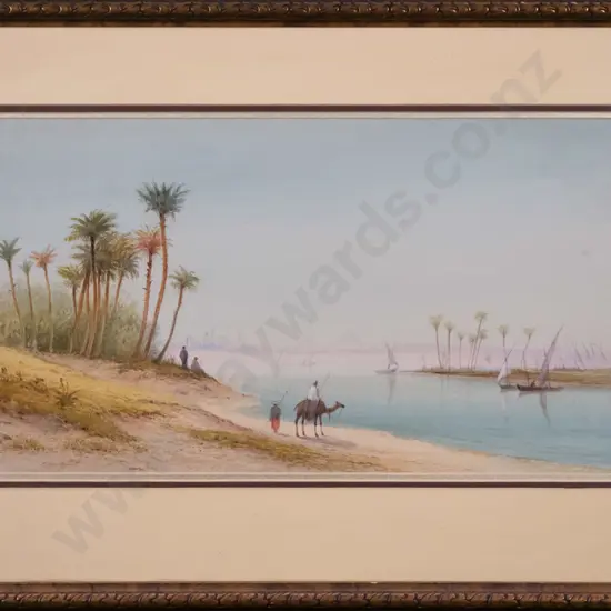 Frank Catano (early 1900s)  - framed watercolour - Egyptian scene H-250 W-480