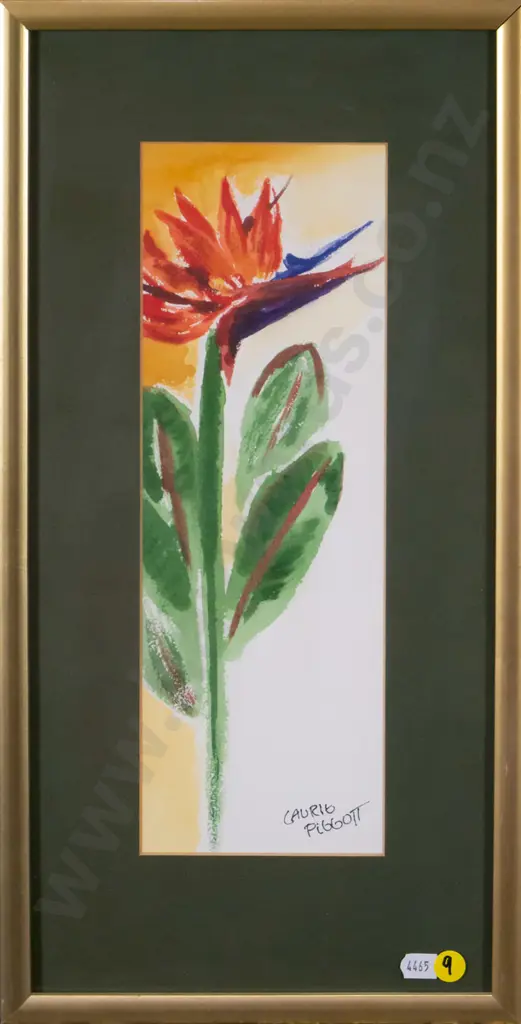 Laurie Piggott - framed watercolour - bird of paradise H-310 W-110 Image 1++