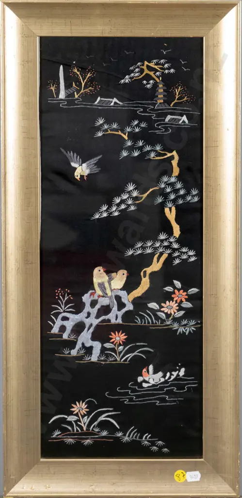 framed Asian needlework H-500 W-180 Image 1++