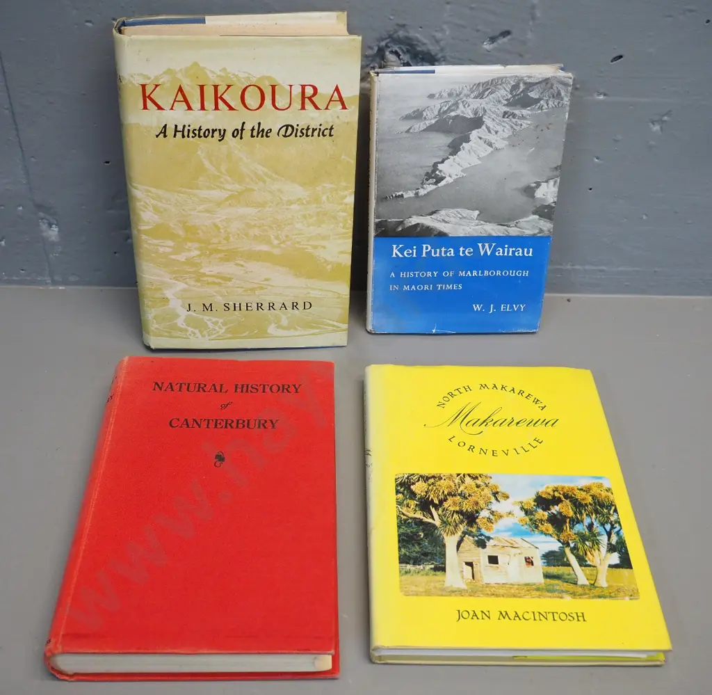 4 books - J.M. Shepherd's Kaikoura, Makarewa, Marlborough in Maori times, Canterbury natural history Image 1++