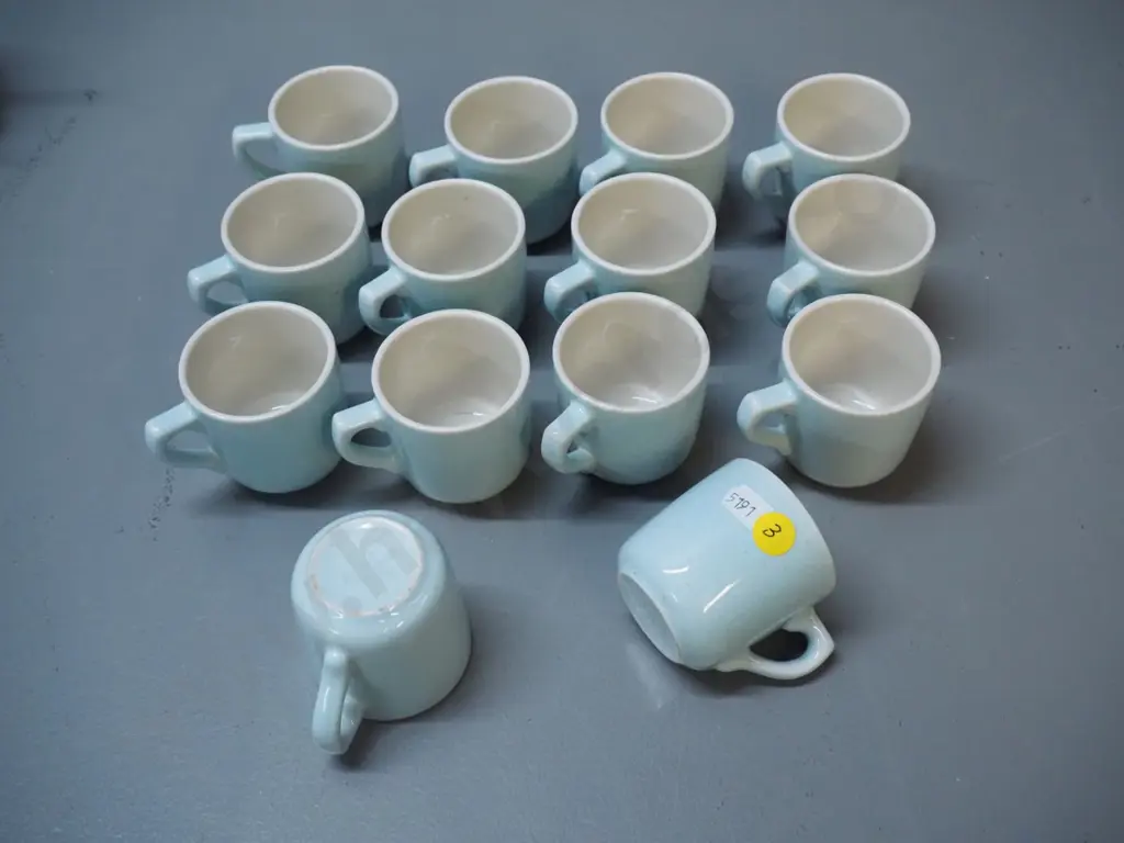 14 aqua colour Crown Lynn espresso cups, no saucers Image 1++