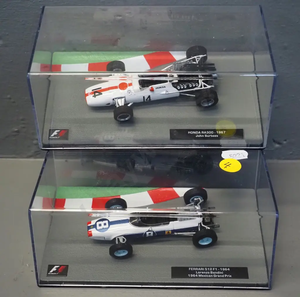 2 die-cast 1:43 scale Formula 1 racing cars - 1964 Lorenzo Bandini and 1967 John Surtees Image 1++