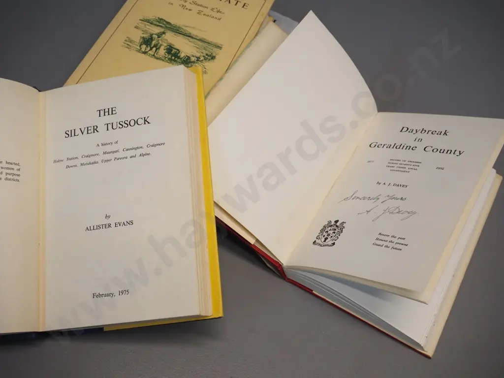 4 books - station and country life - Molesworth, Geraldine, Waimate, one signed by author A.J. Davey Image 1++