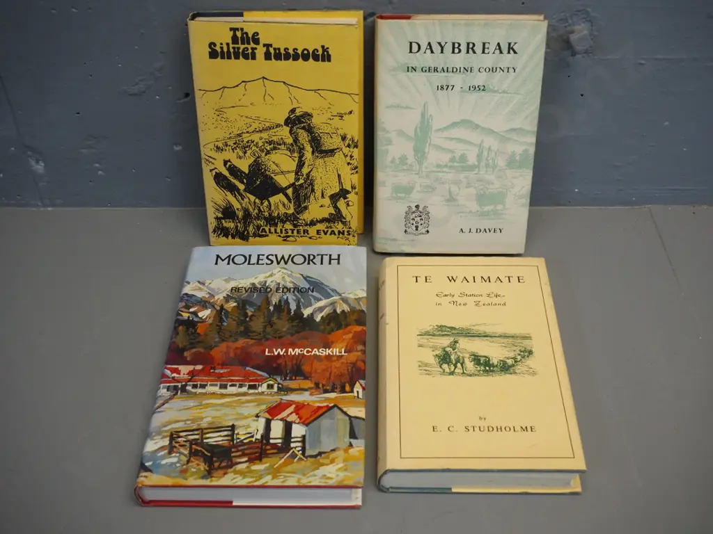 4 books - station and country life - Molesworth, Geraldine, Waimate, one signed by author A.J. Davey Image 1++