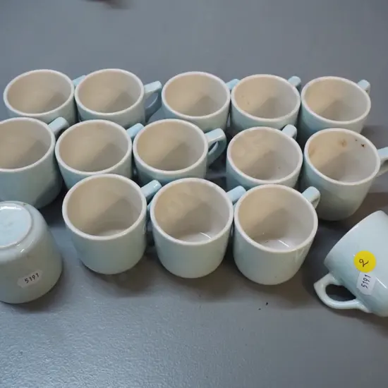 15 aqua colour Crown Lynn espresso cups, no saucers