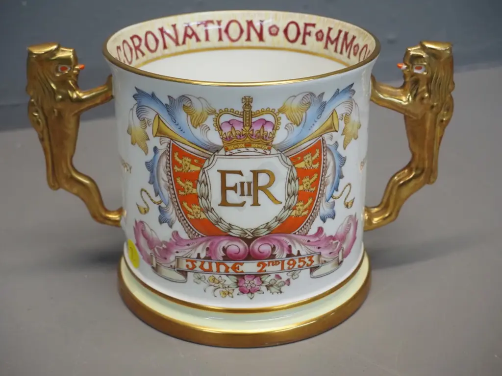 Paragon commemorative Coronation / 1953-54 NZ Royal Visit Loving Cup - limited edition of 1000. H120 W200 Image 1++