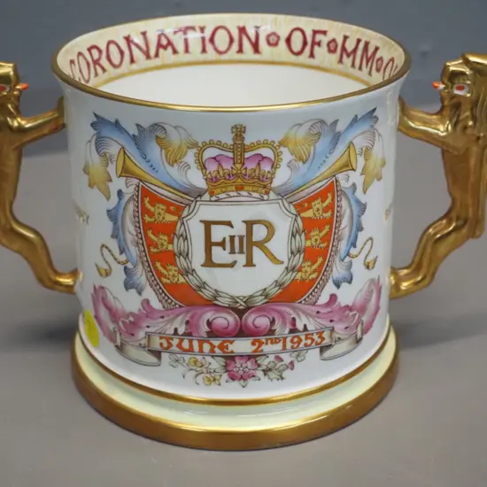 Paragon commemorative Coronation / 1953-54 NZ Royal Visit Loving Cup - limited edition of 1000. H120 W200