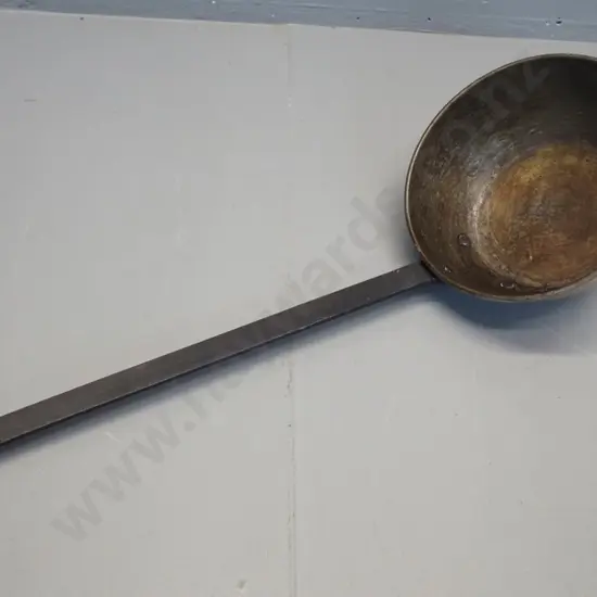 vintage copper and cast iron ladle L-540 - copper ladle D-190