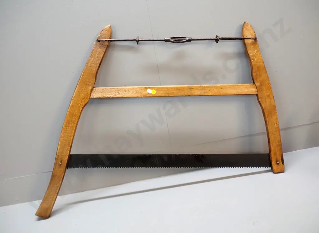 vintage timber bow saw with metal tensioner H-600 L-870 Image 1++