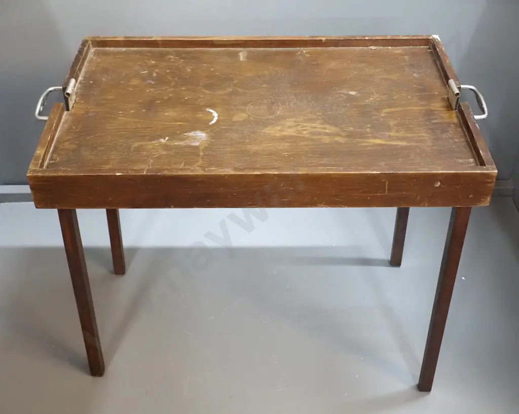 folding tray table with chrome handles - L-610 W-390 H-520 - in restorer's condition - polish needs work and Image 1++