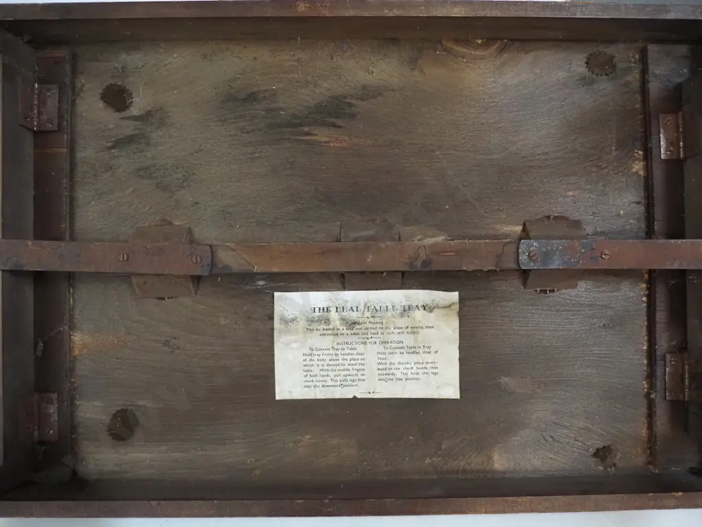 folding tray table with chrome handles - L-610 W-390 H-520 - in restorer's condition - polish needs work and Image 1++