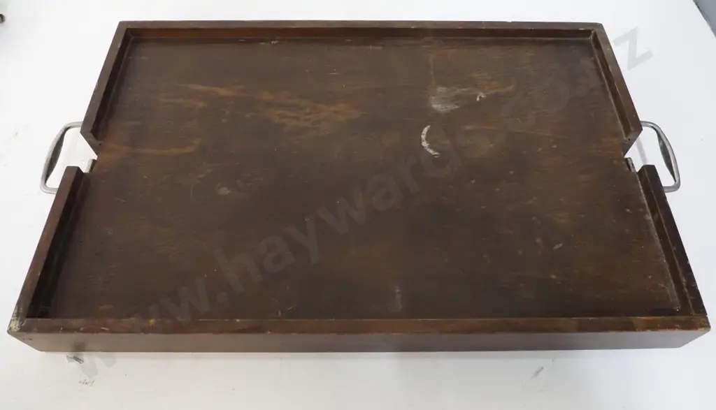 folding tray table with chrome handles - L-610 W-390 H-520 - in restorer's condition - polish needs work and Image 1++