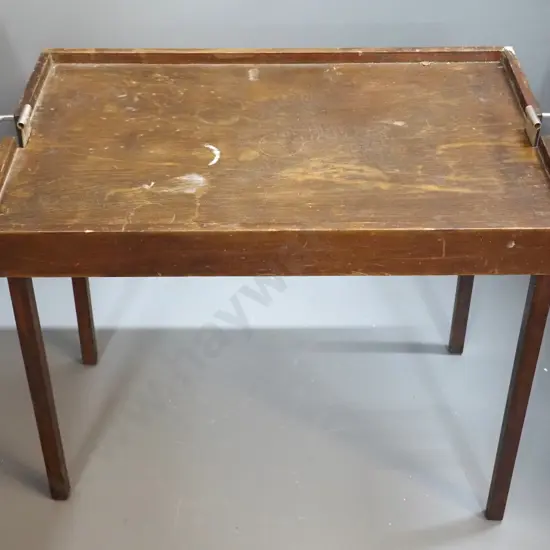 folding tray table with chrome handles - L-610 W-390 H-520 - in restorer's condition - polish needs work and
