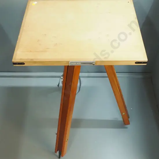 timber surveyor's table on adjustable tripod legs - H-780 at lowest position W-500 D-410
