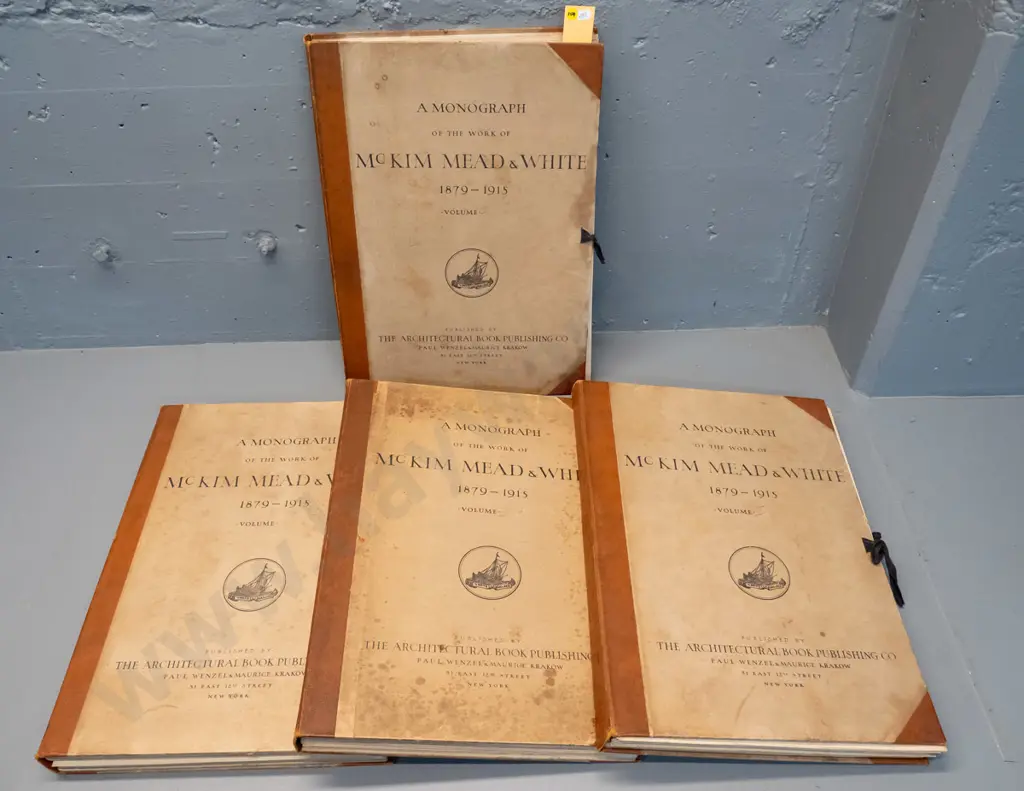 large 4-volume folio of architectural plans and photos- McKim, Mead & White 1879-1915, plus 2 large drawings Image 1++