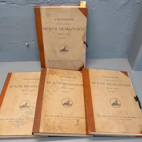 large 4-volume folio of architectural plans and photos- McKim, Mead & White 1879-1915, plus 2 large drawings