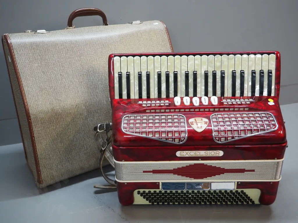 Excelsior 120-bass piano accordion with carry case Image 1++