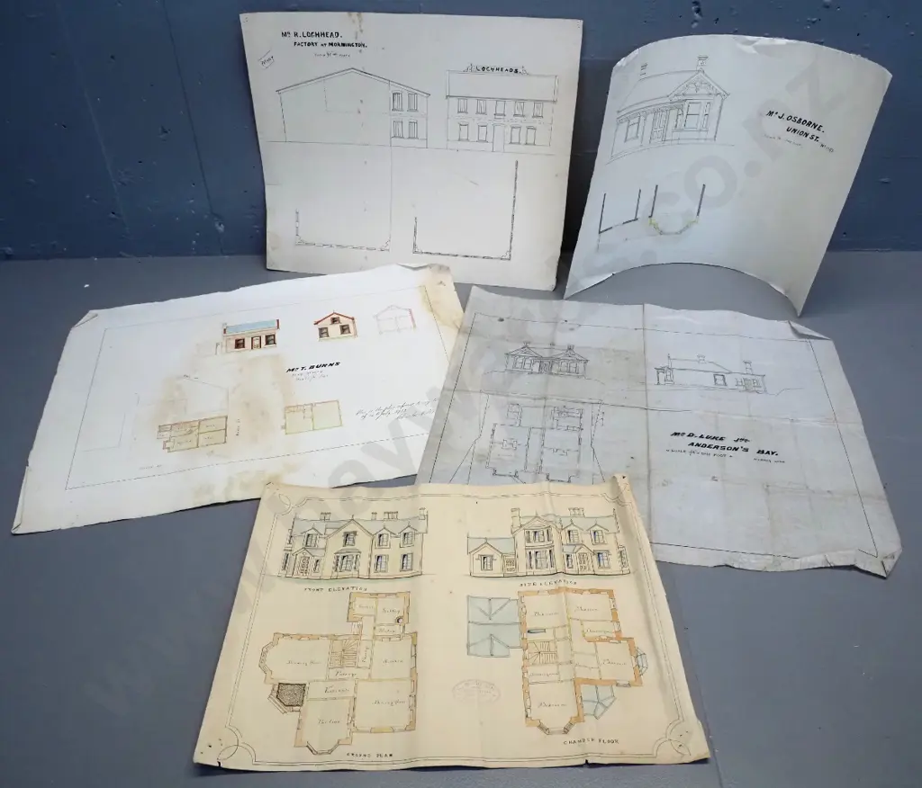 5x architectural plans for Dunedin houses  (varying condition) Image 1++