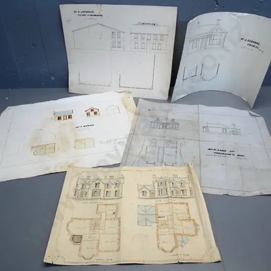 5x architectural plans for Dunedin houses  (varying condition)