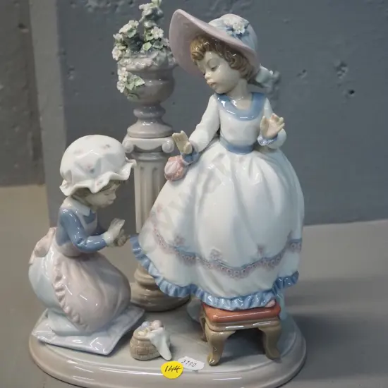 Lladro figure - two girls - mending a dress H-240 W-200 D-120