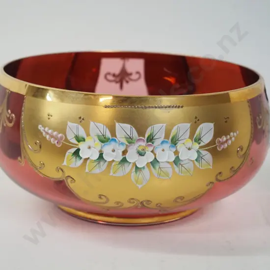 hand decorated pink Venetian glass bowl D-200