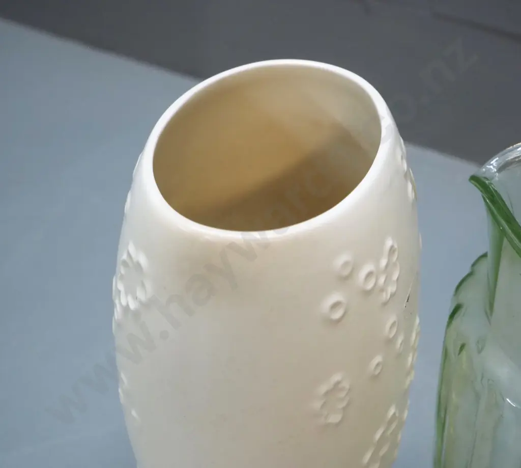 green uranium glass water jug and a Beswick Kathi Urbach vase H235 - some discolouration Image 1++