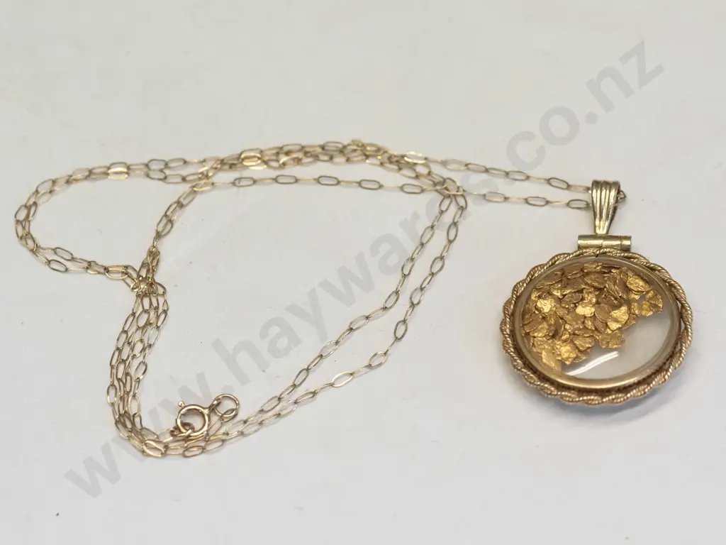 gold necklace with flakes chain stamped Image 1++