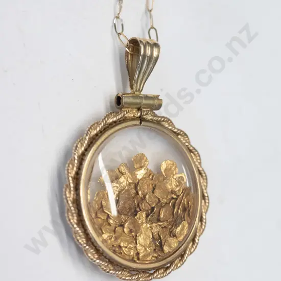gold necklace with flakes chain stamped
