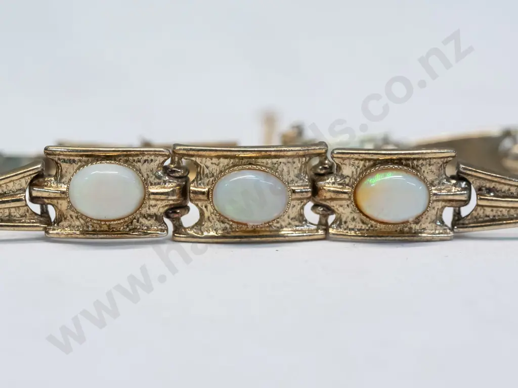 bracelet with 3 opal stones stamped sil - safety chain broken Image 1++