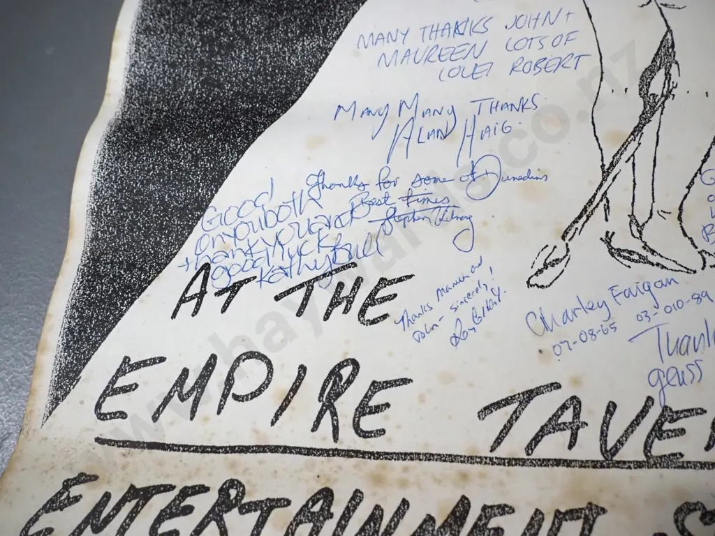 music poster for Verlaines & The Clean Empire Tavern, signed by Graeme Downs, David Kilgour, Martin Phillipps and other Image 1++
