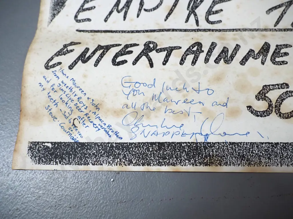 music poster for Verlaines & The Clean Empire Tavern, signed by Graeme Downs, David Kilgour, Martin Phillipps and other Image 1++