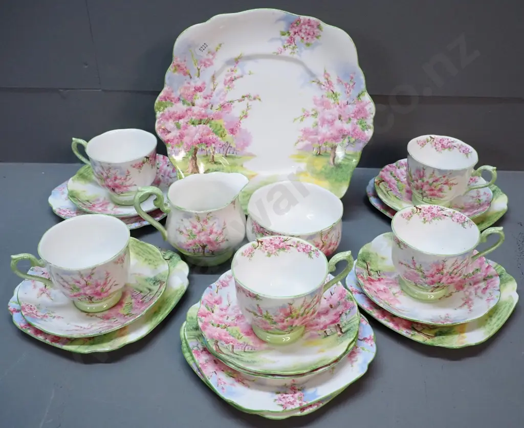 Royal Albert "Blossom Time" part tea set - missing one cup. Sugar bowl has chips Image 1++