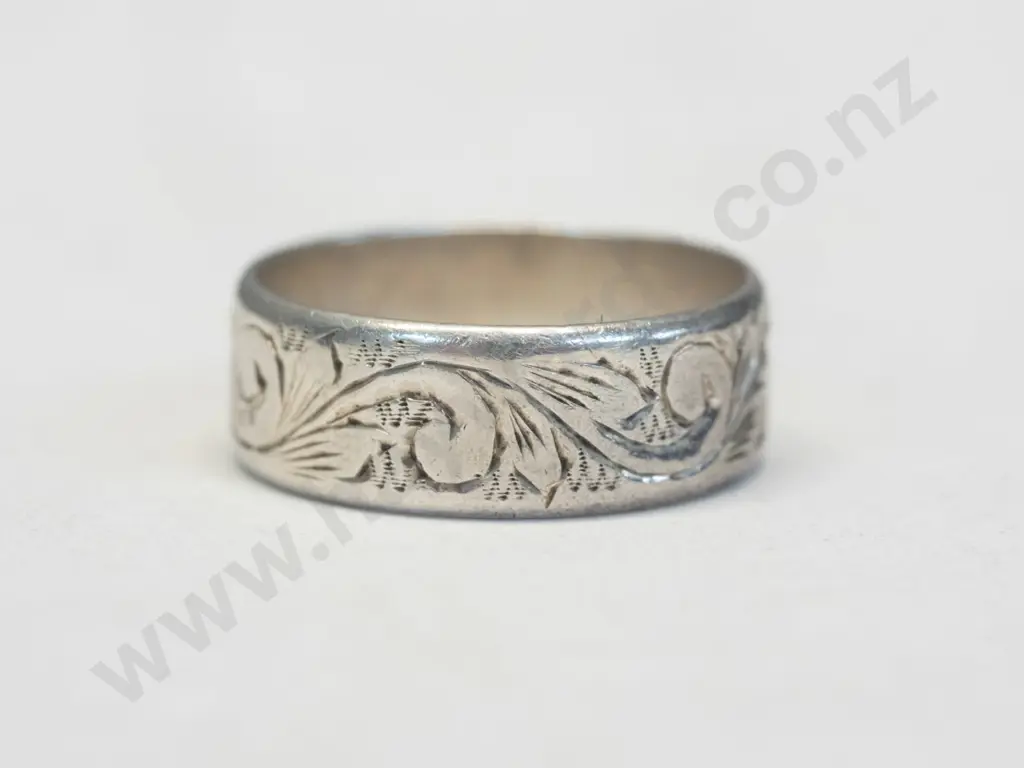silver engraved ring stamped stgsil Image 1++