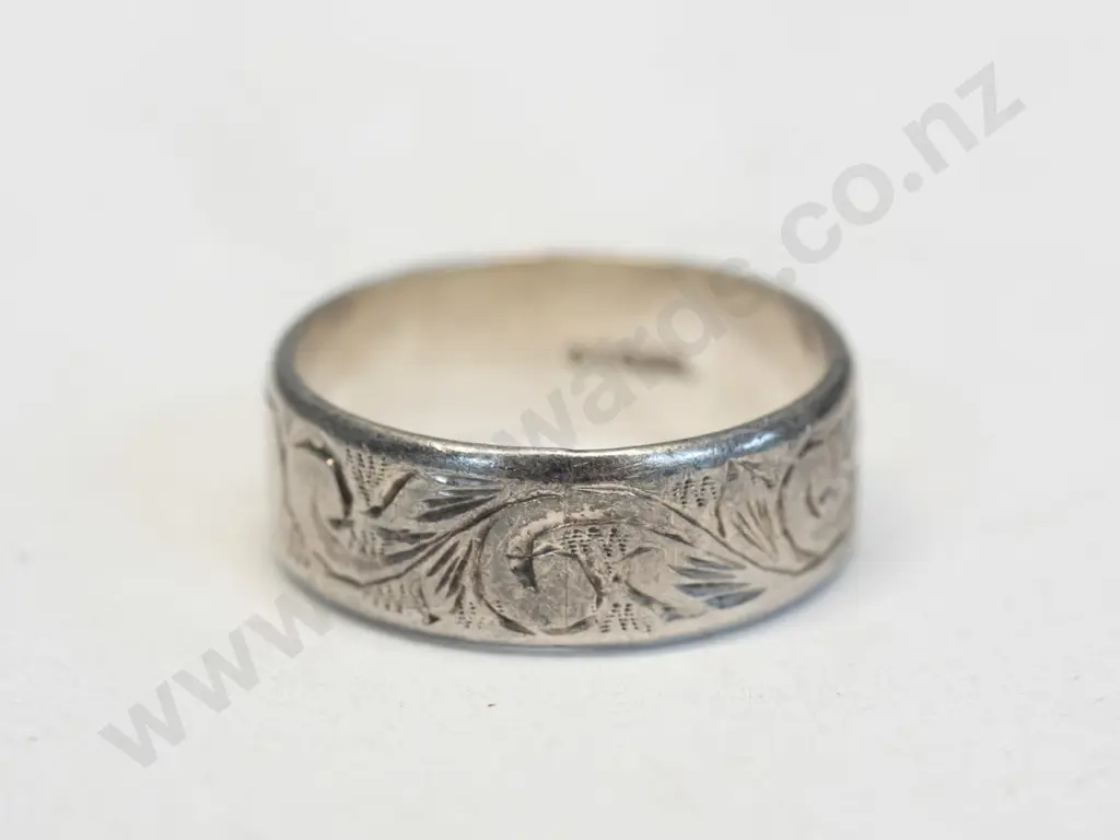 silver engraved ring stamped stgsil Image 1++