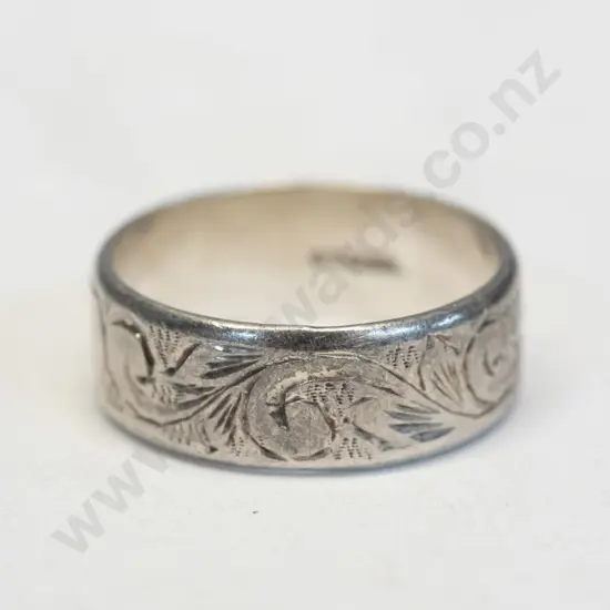 silver engraved ring stamped stgsil