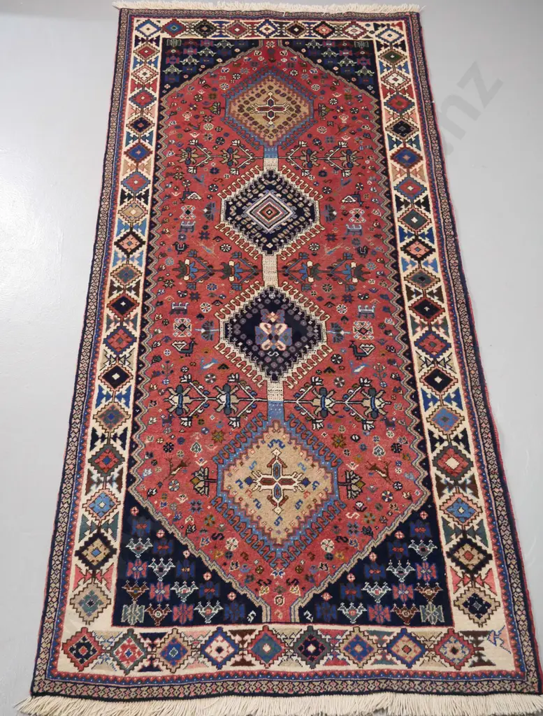 hand-knotted wool Persian floor rug - some fading L-1880 W-860 Image 1++