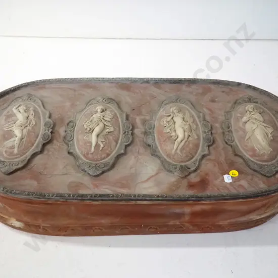 heavy matte finish faux stone jewellery casket w/ lined compartments and trays - Incolay Stone USA  label H100 W590 D320
