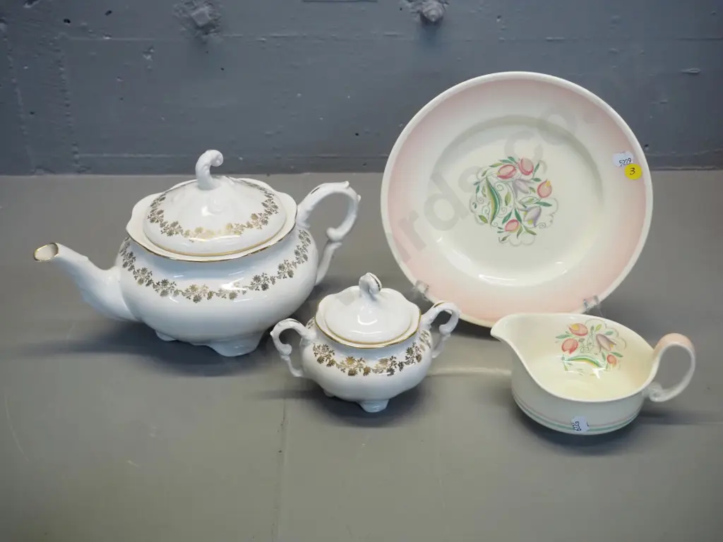 Susie Cooper 'Dresden' pattern plate and jug and a Czechoslovakian teapot & sugar bowl Image 1++