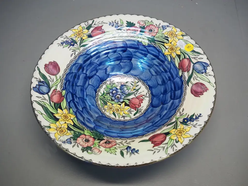 Maling Springtime large thumbprint blue bowl D-270 Image 1++